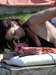 Natalie Imbruglia nipple slip and cleavage in bikini in Sard